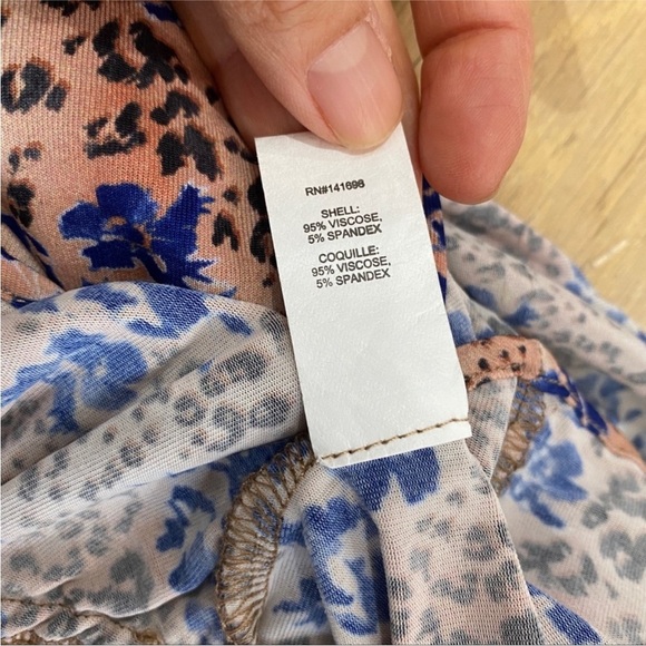 Ramy Brook boho Tan & Blue Leopard Print Peplum blouse NWT - Picture 9 of 10